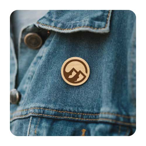 Engraved Wooden Lapel Pins 1