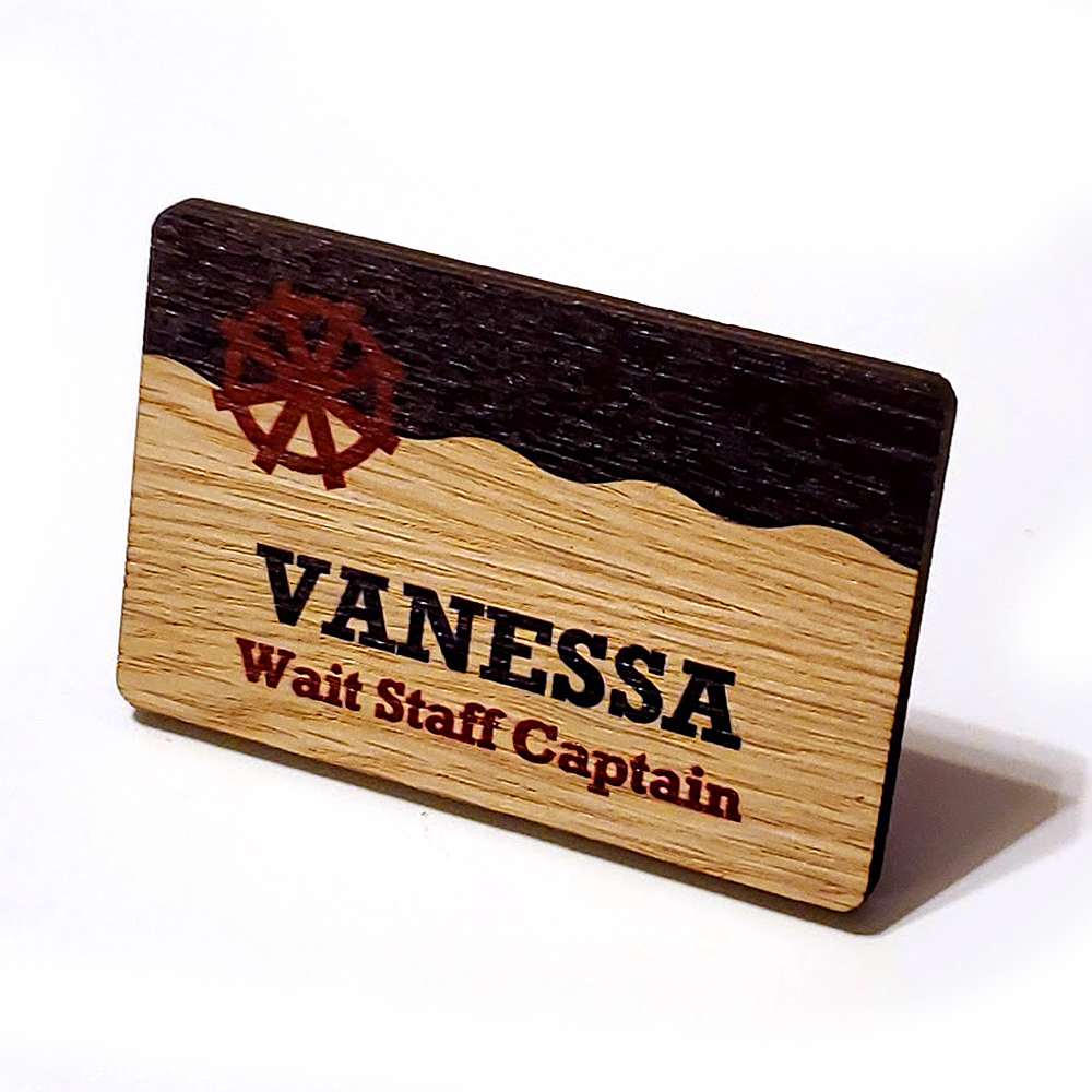 Personalised Wooden Name Badge Or Tag - Any Name/Message, 100% Natural, Made In UK