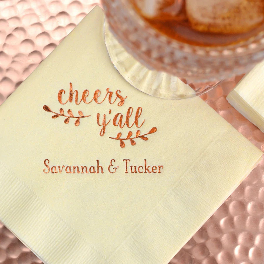 Dinner Napkin Metallic Ink Copper Print
