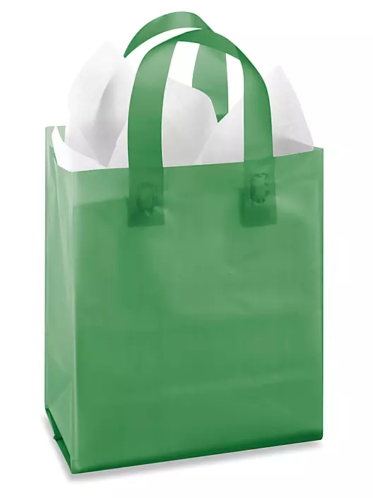 Custom Green Plastic Bag Loop Handles