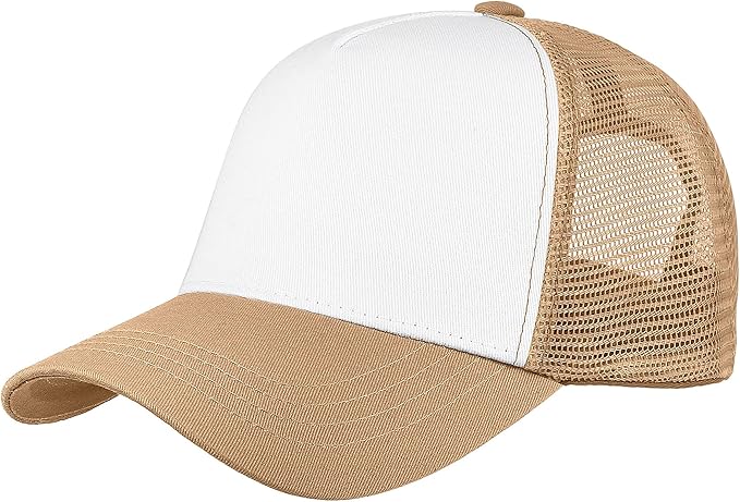 Custom Khaki & White  Trucker Hat Printing