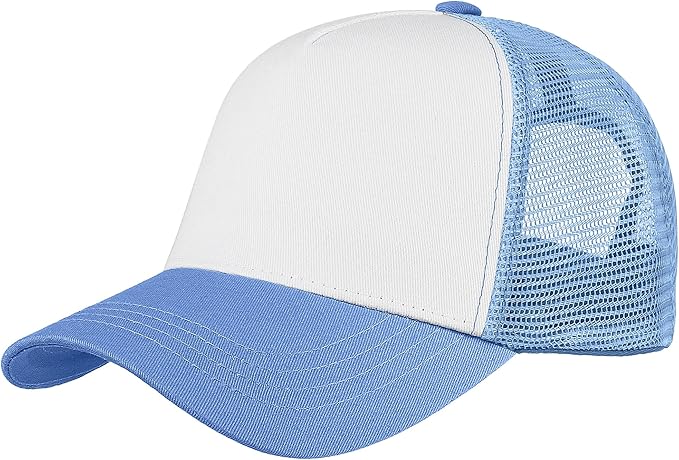 Custom Light Blue & White Trucker Hat Full Color