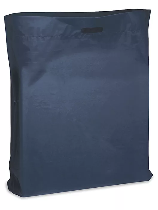 Custom Navy Plastic Bags Self Handles