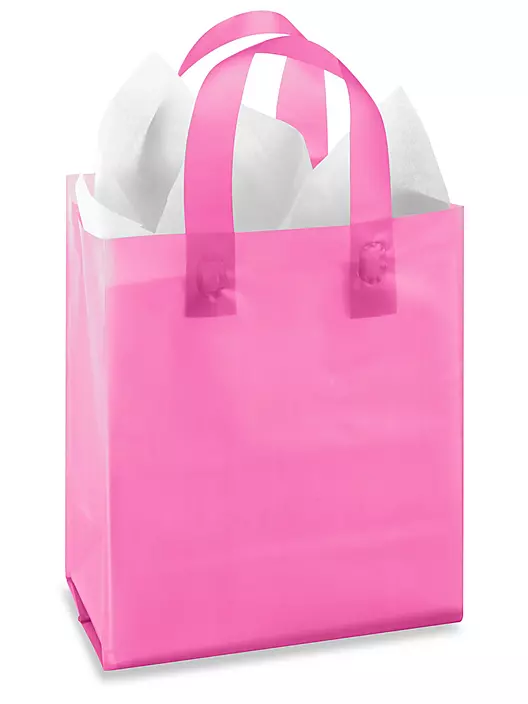 Custom Pink Plastic Bag Loop Handles