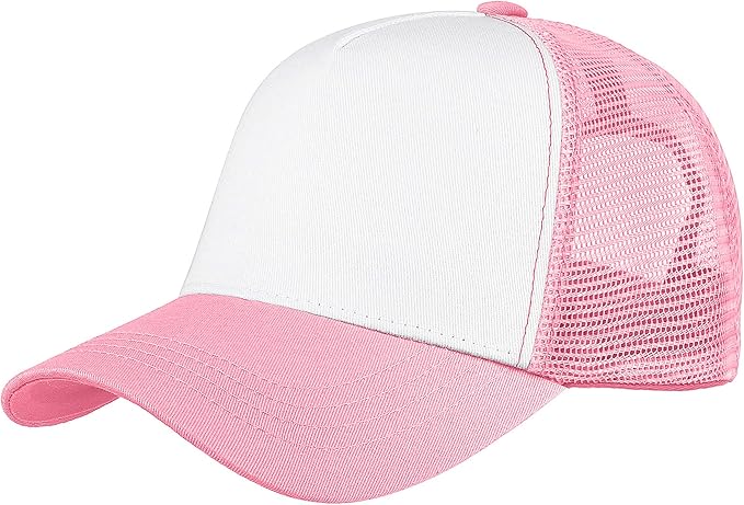 Custom Pink & White Trucker Hat Printing