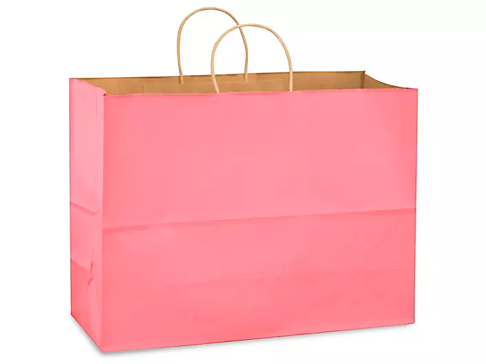Custom Pink Uncoated Matte Paper Bags