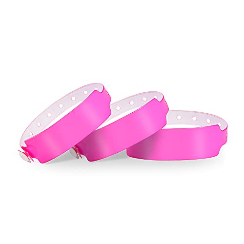 Custom Day Glow Pink Vinyl Plastic Wristband Printing