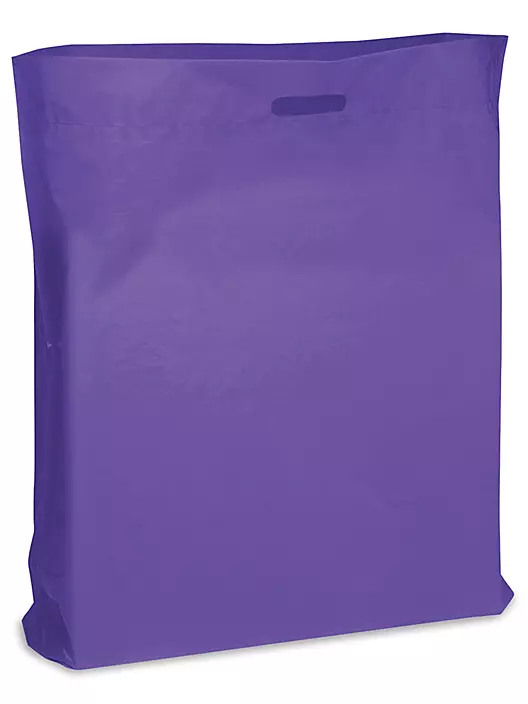 Custom Purple Plastic Bags Self Handles