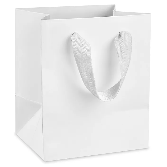 Custom White Ribbon Handle Paper Bags