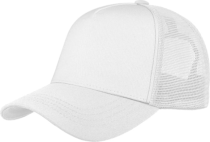 Custom White & White  Trucker Hat Printing