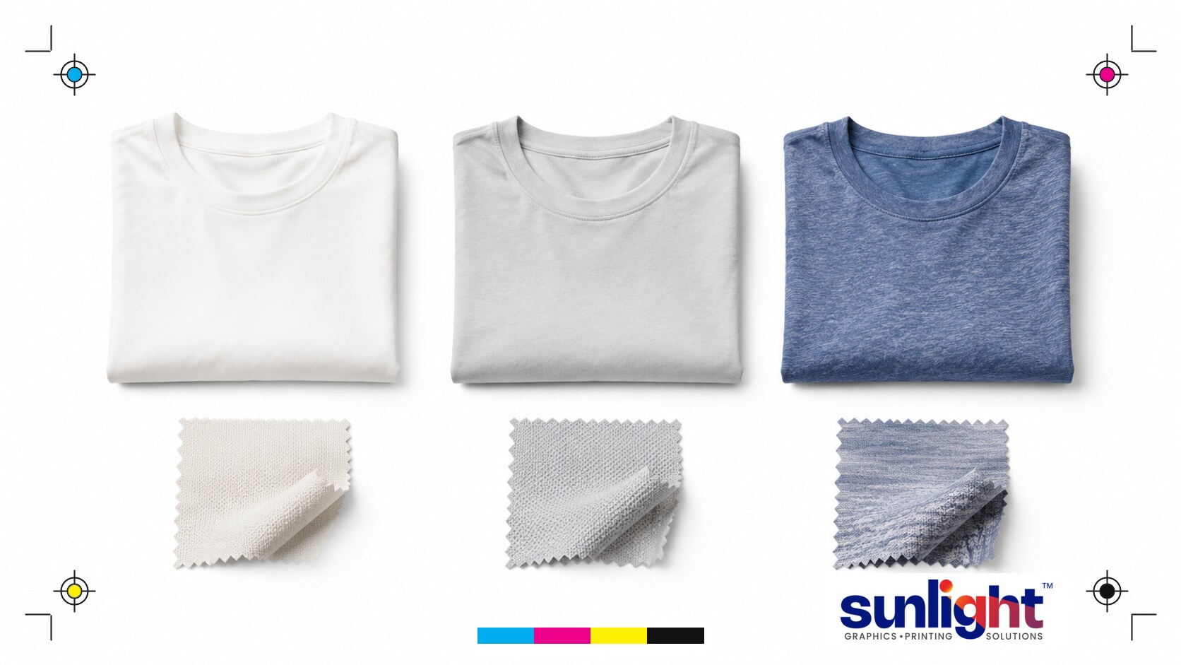 cotton vs polyester vs blends choosing the best material for your custom t shirts blog thumbnail by Sunlight Graphics