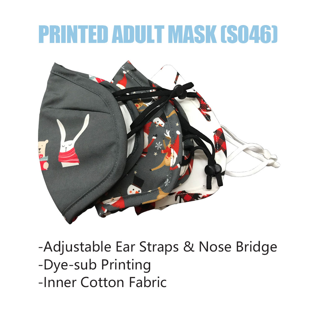 (002FMS046)Dye-Sub Printed Adult Mask Adjustable Ear Loops w./ Nose Wire (S046)