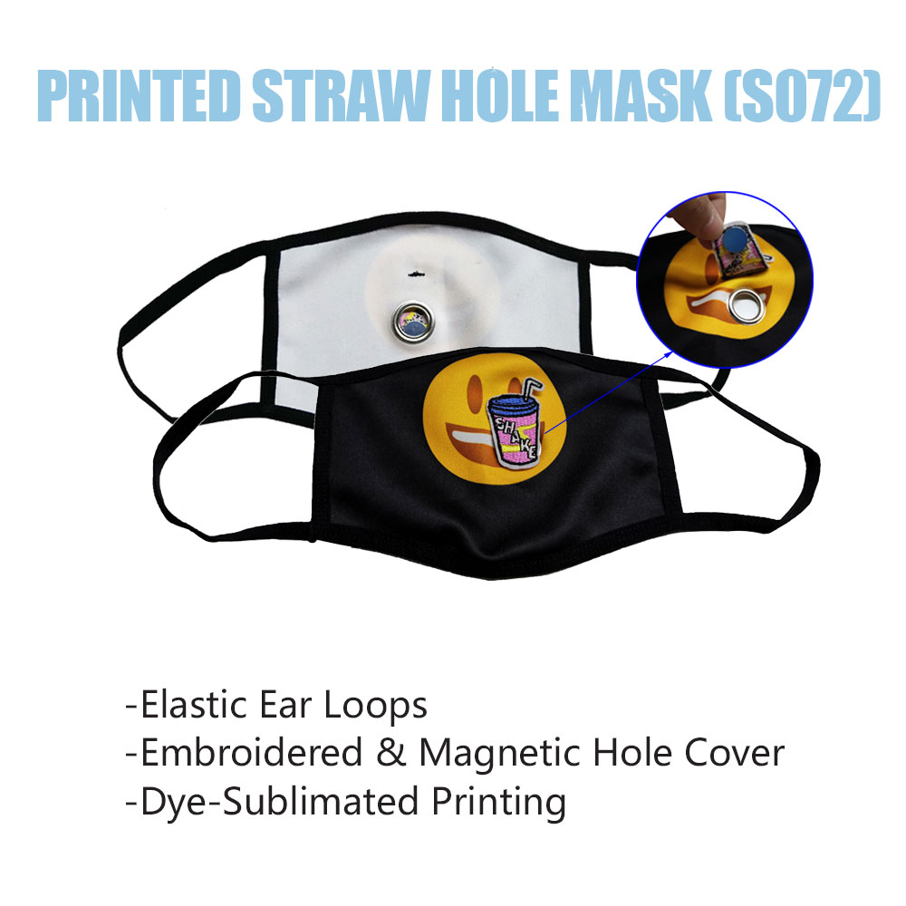 （002FMS072 ）Printed Mask With Straw Hole