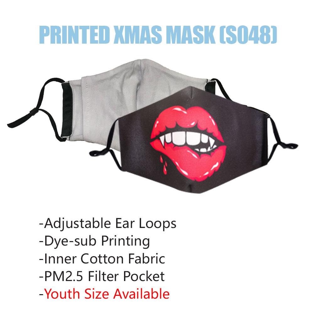 （002FMS048）Dye-Sub Printed Adult Mask Adjustable Ear Loops w./ Filter Pocket (S048) 1