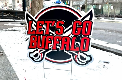 Let's Go Buffalo Swords Hockey Sign