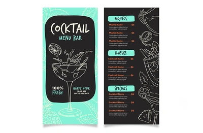 Cocktail and Bar Menus 4.25x11
