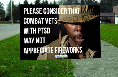 Combat Vet Fireworks Signs