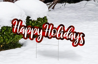 Happy Holidays Plaid Sign