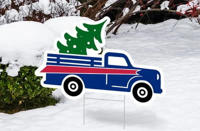 Truck with Christmas Tree Sign