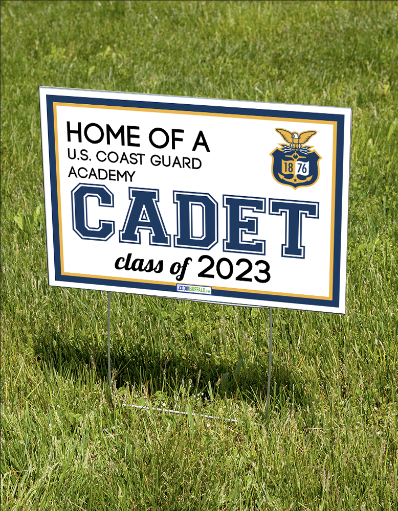 US Coast Guard Academy Lawn Sign CUSTOM YEAR (Stake Included) US Coast Guard Academy Lawn Sign CUSTOM YEAR (Stake Included)